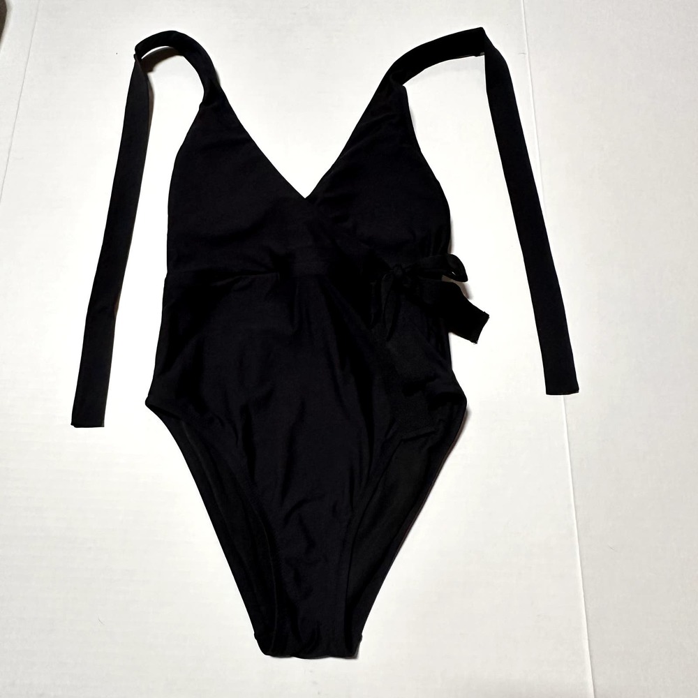 J. Crew Swim Halter Wrap One Piece Swimsuit Sexy Swim- Black Women's Size 4
